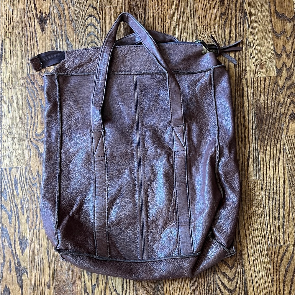 Banana Republic Dark Brown Leather Convertible Backpack Tote